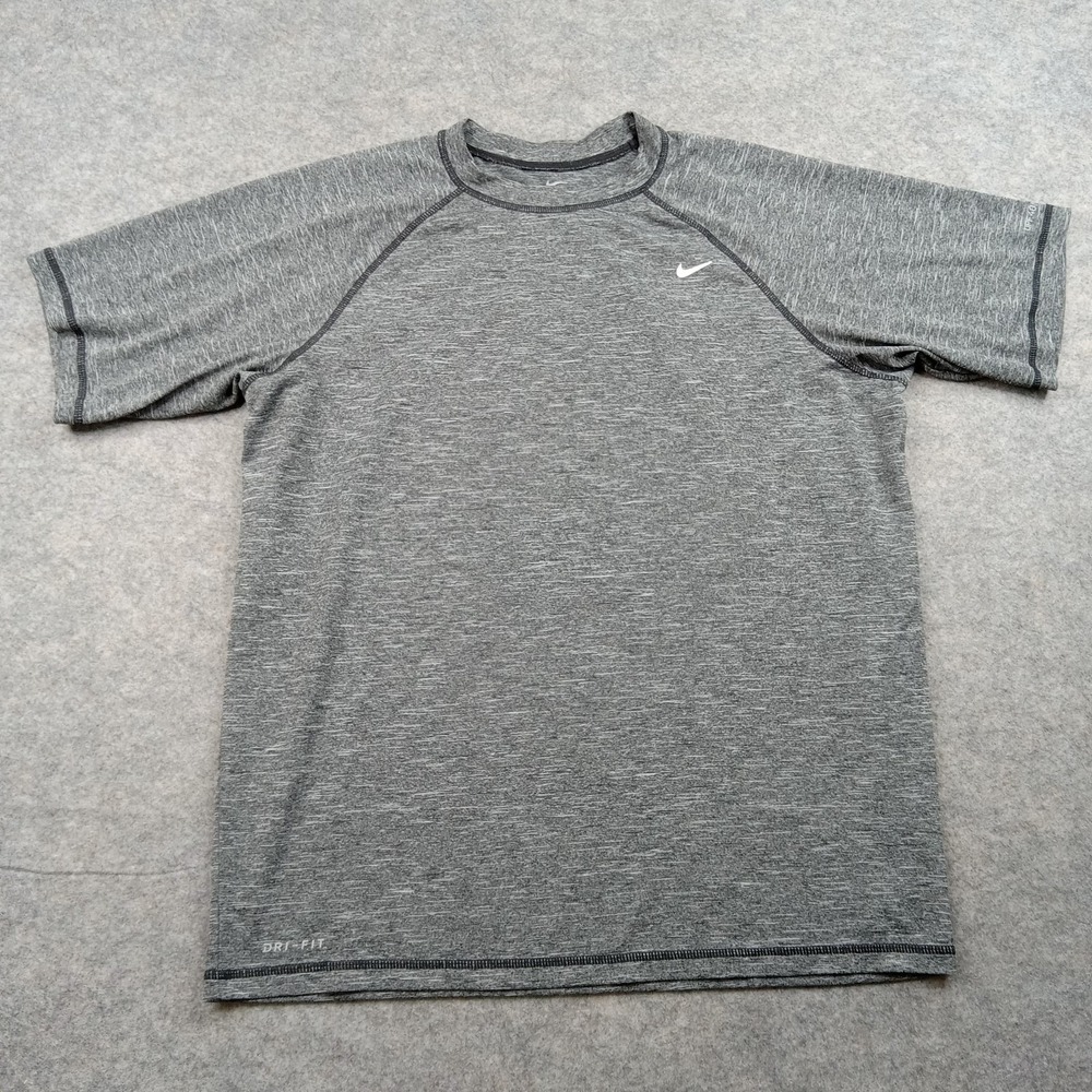 Nike Dri-FIT Shirt Mens Medium Gray Short Sleeve Raglan Athletic Training Tee